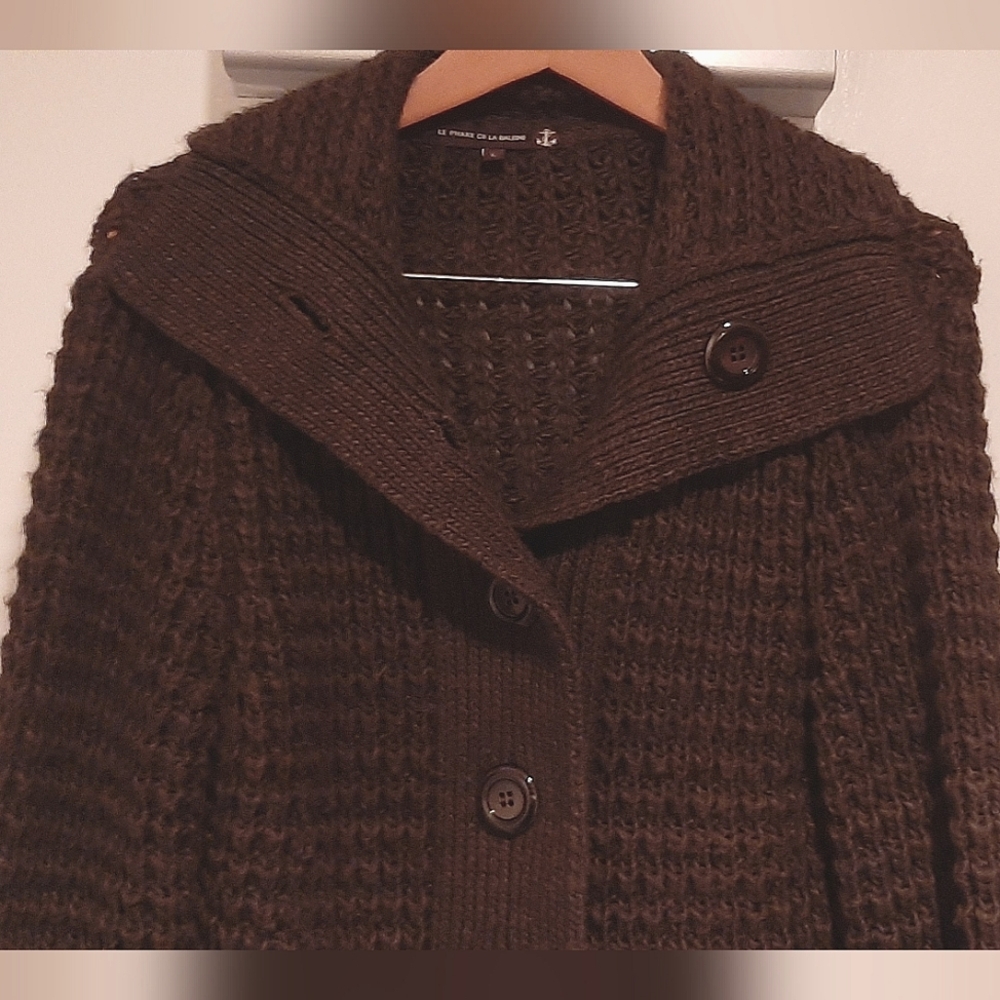 Le Phare De La Baleine | Brown Wool Cardigan Sweater View 4